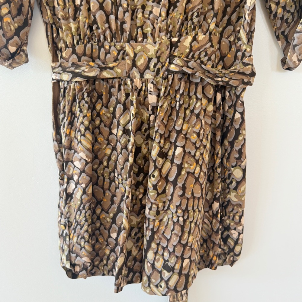 Charlie Jade Silk Romper Womens XS – Abstract Animal Print Jumpsuit Brown Tan - Picture 7 of 9